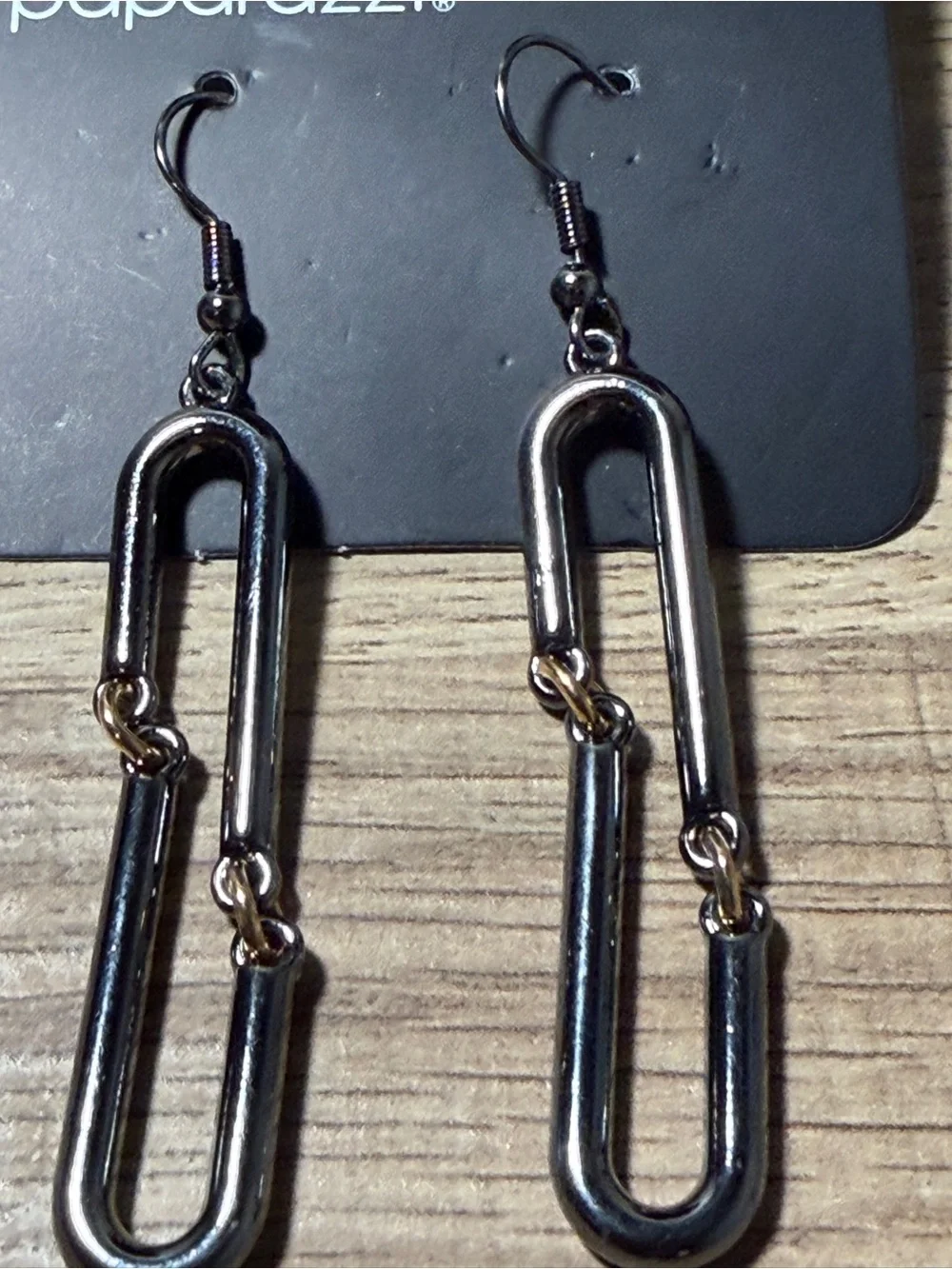 paparazzi Gunmetal Link Chain Drop Earrings